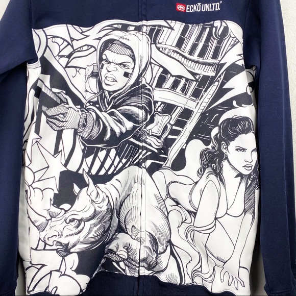 Ecko zip Jacket Sz Small oversized Hip Hop - Picture 10 of 16